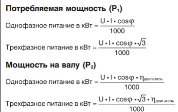 Потребляемая мощность электродвигателя Потребляемая мощность электродвигателя